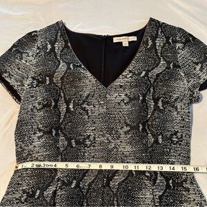 Banana Republic Heritage Dress Size 8 Black Textured Short Sleeve Snakeskin